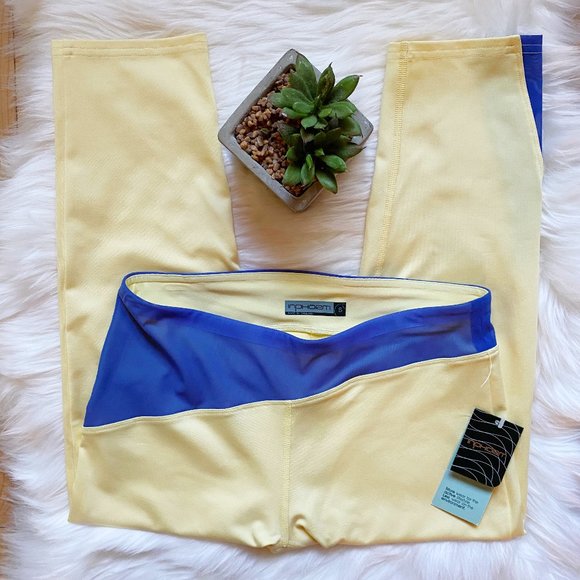 inphorm yellow blue cropped capri leggings sz s - Picture 1 of 6